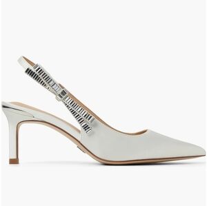 🤍🔹️Ted Baker🔹️ White Janie Bow Slingback Satin Heels